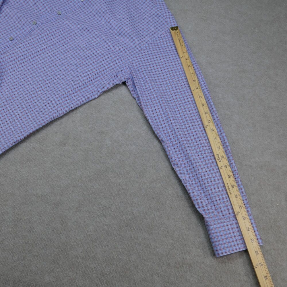 Jos A Bank Travel Tech Shirt Men 2XL Tailored Fit Blue Red Button Up Long Sleeve - Picture 9 of 11